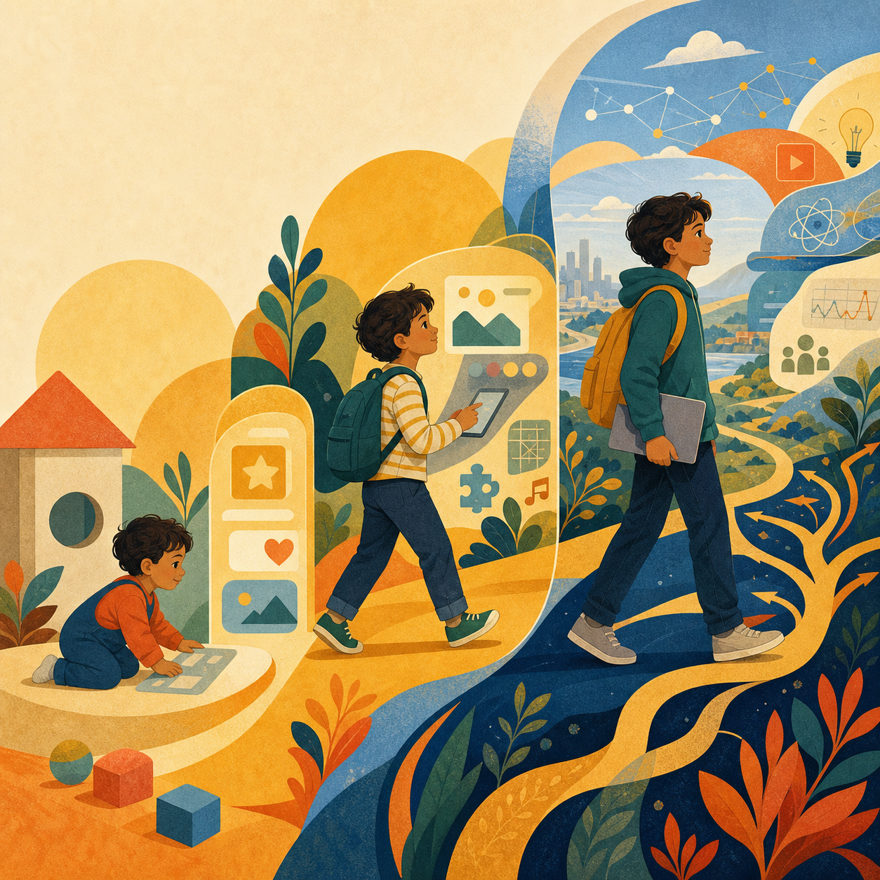 Digital experiences expanding in complexity as a child grows and develops